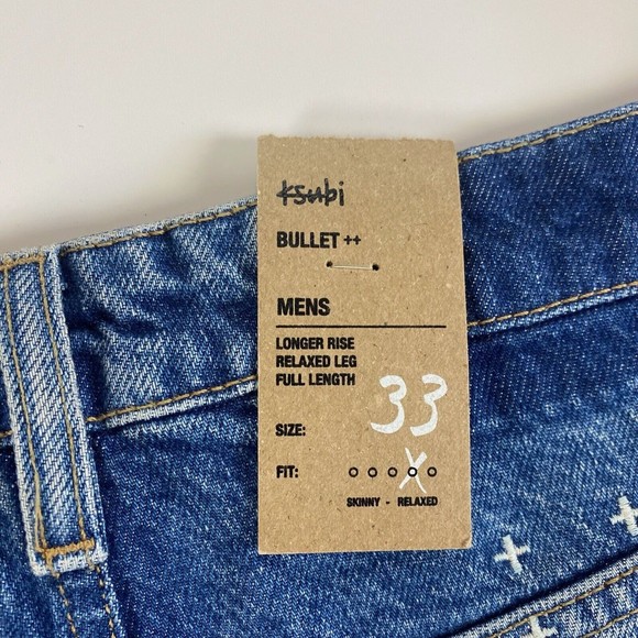 KSUBI Men's Bullet Crop Blazed Jeans Blue Size 33 NWT - Picture 10 of 12